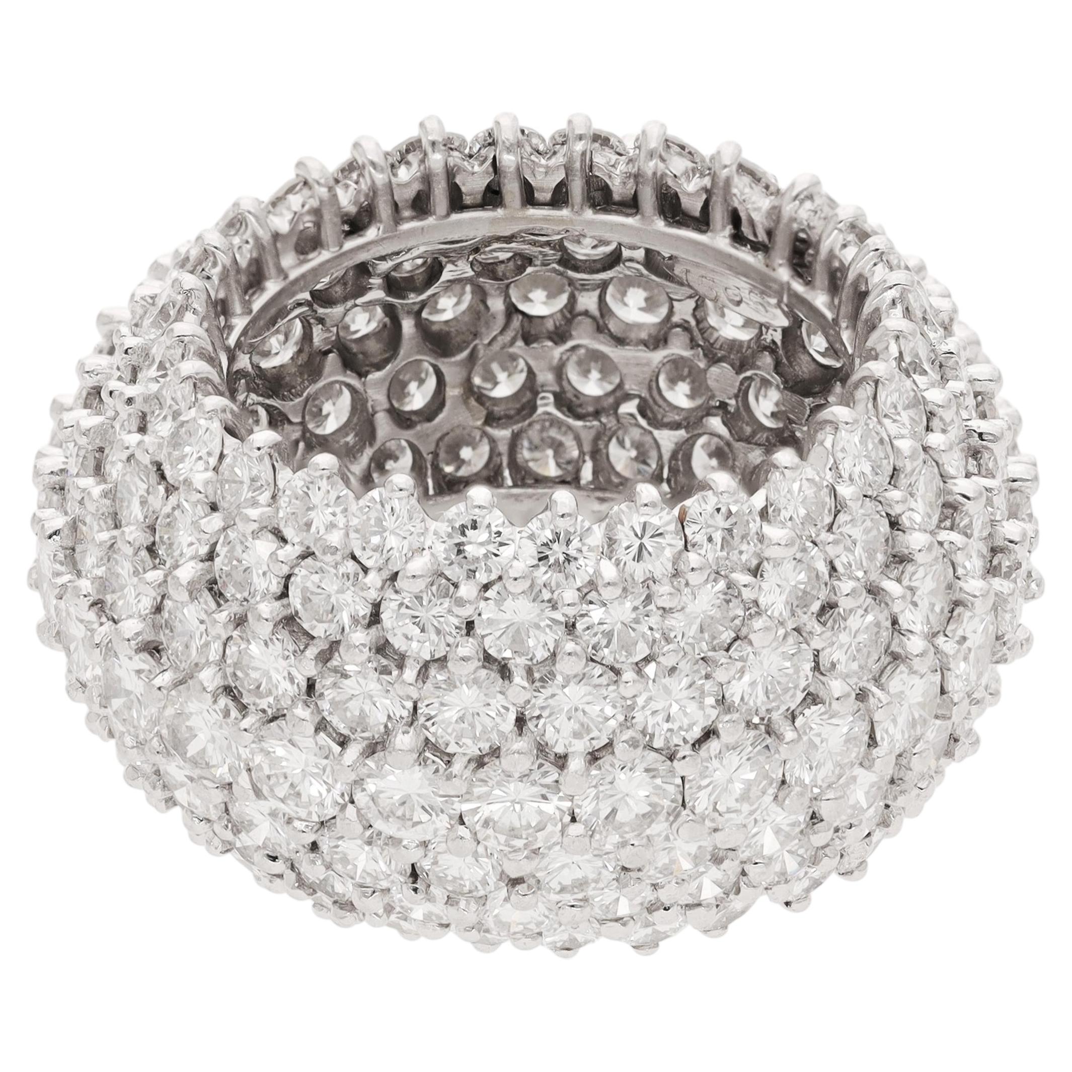 CARTIER Platinum Three Row Shared Prong Round Brilliant Diamond Eternity Band