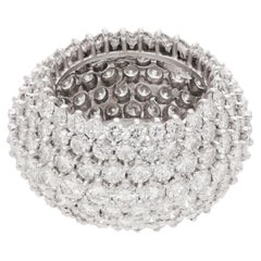 CARTIER Platinum Three Row Shared Prong Round Brilliant Diamond Eternity Band