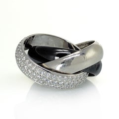 Cartier Platinum Trinity Black Ceramic and Diamond Ring Large Model