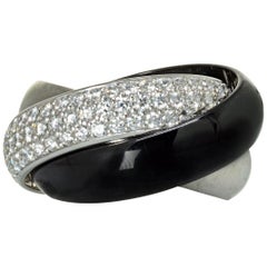 Cartier Platin Trinity schwarzer Keramik und Diamant-Ring großes Modell