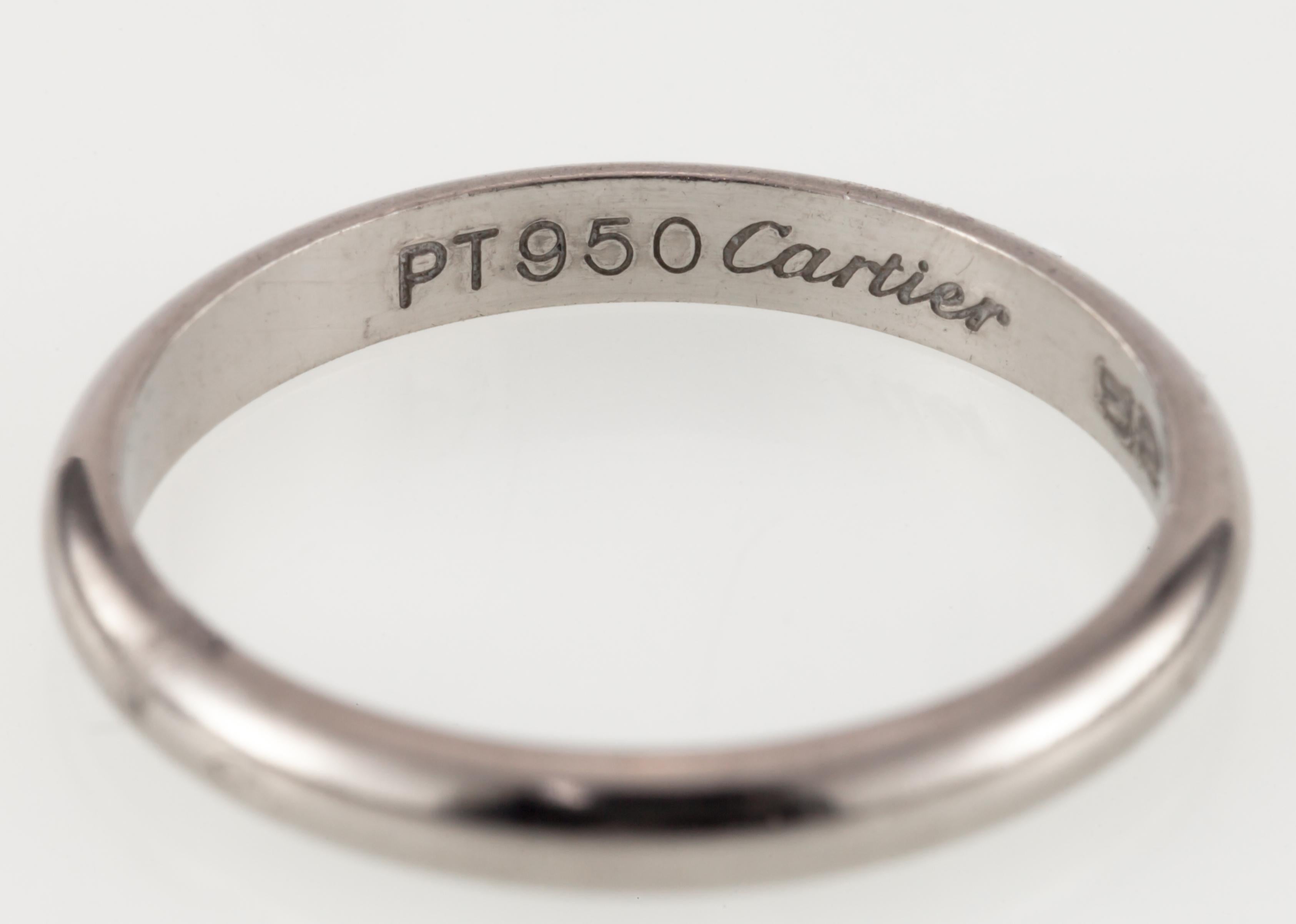 Cartier Platinum Wedding Band, Size 52 (US size 6), 2 mm For Sale 1