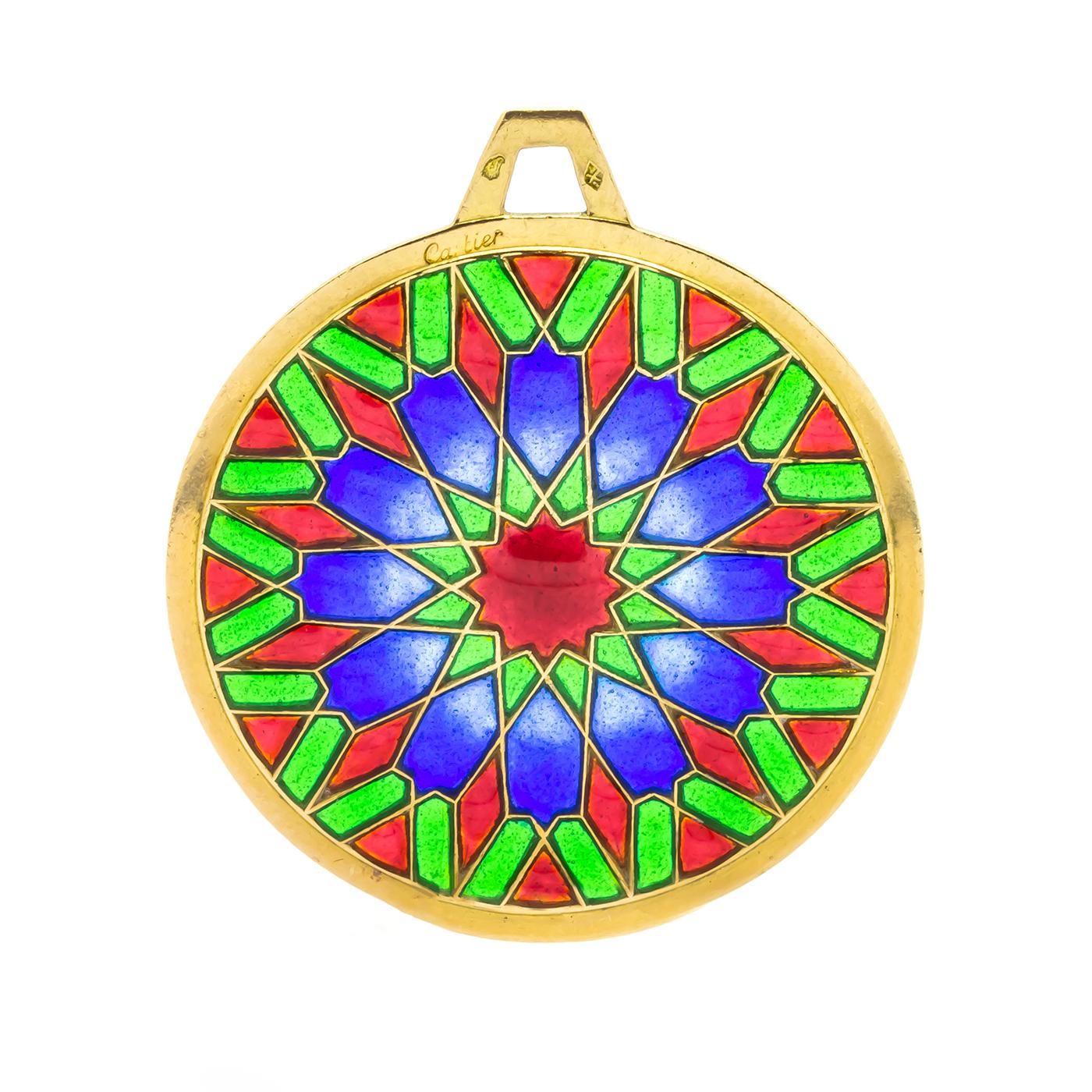 Cartier Plique à Jour Enamel and Gold Pendant, France, circa 1950 In Good Condition In London, GB