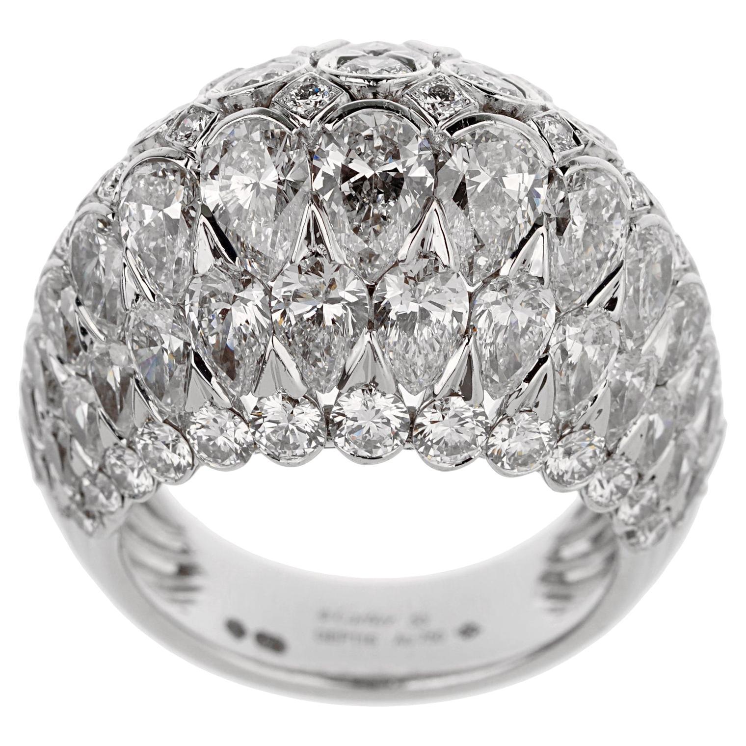 Cartier Pluie Diamond Bombe White Gold Cocktail Ring For Sale