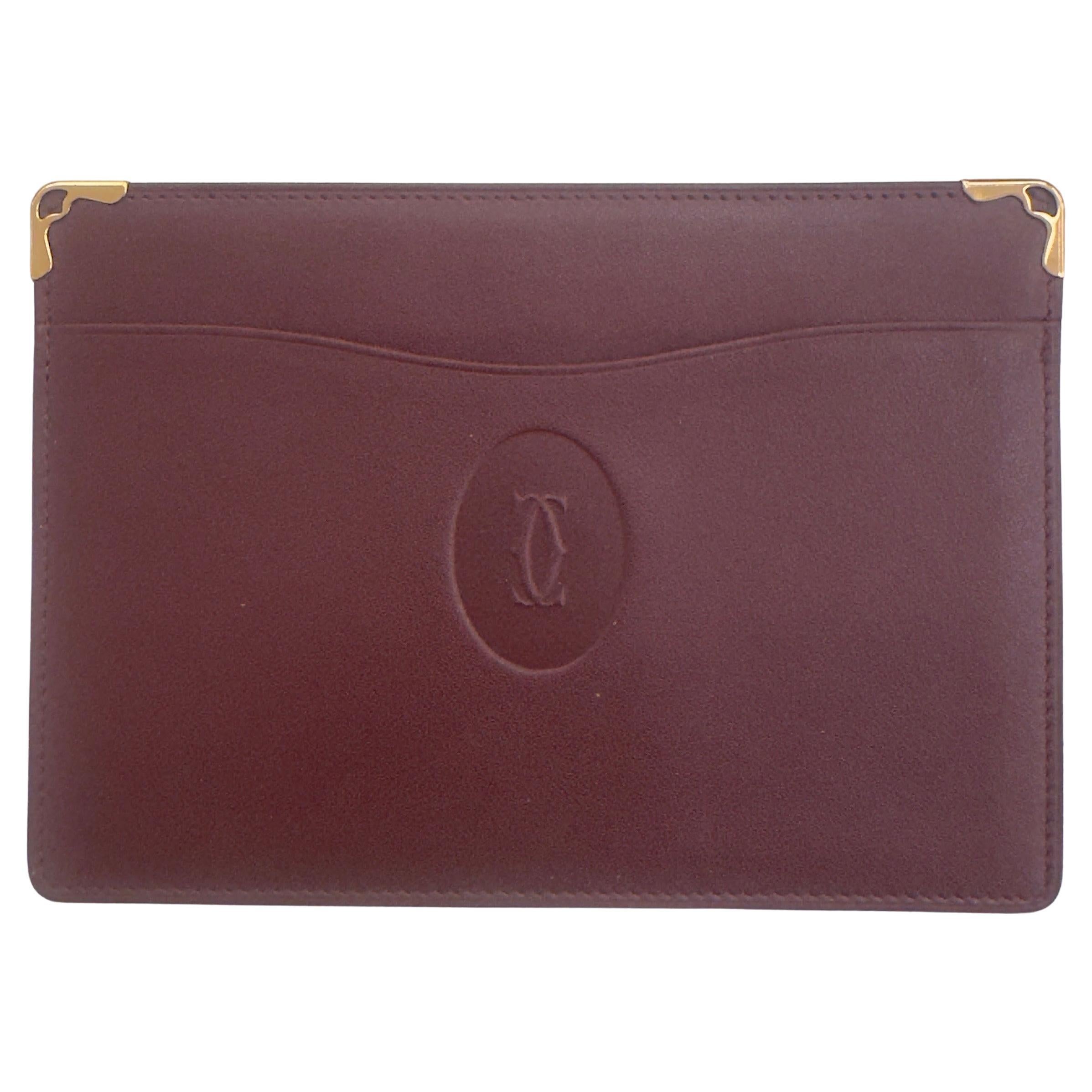 Cartier – Pochette / Porta documenti in pelle bordeaux, Paris Nuovo en venta