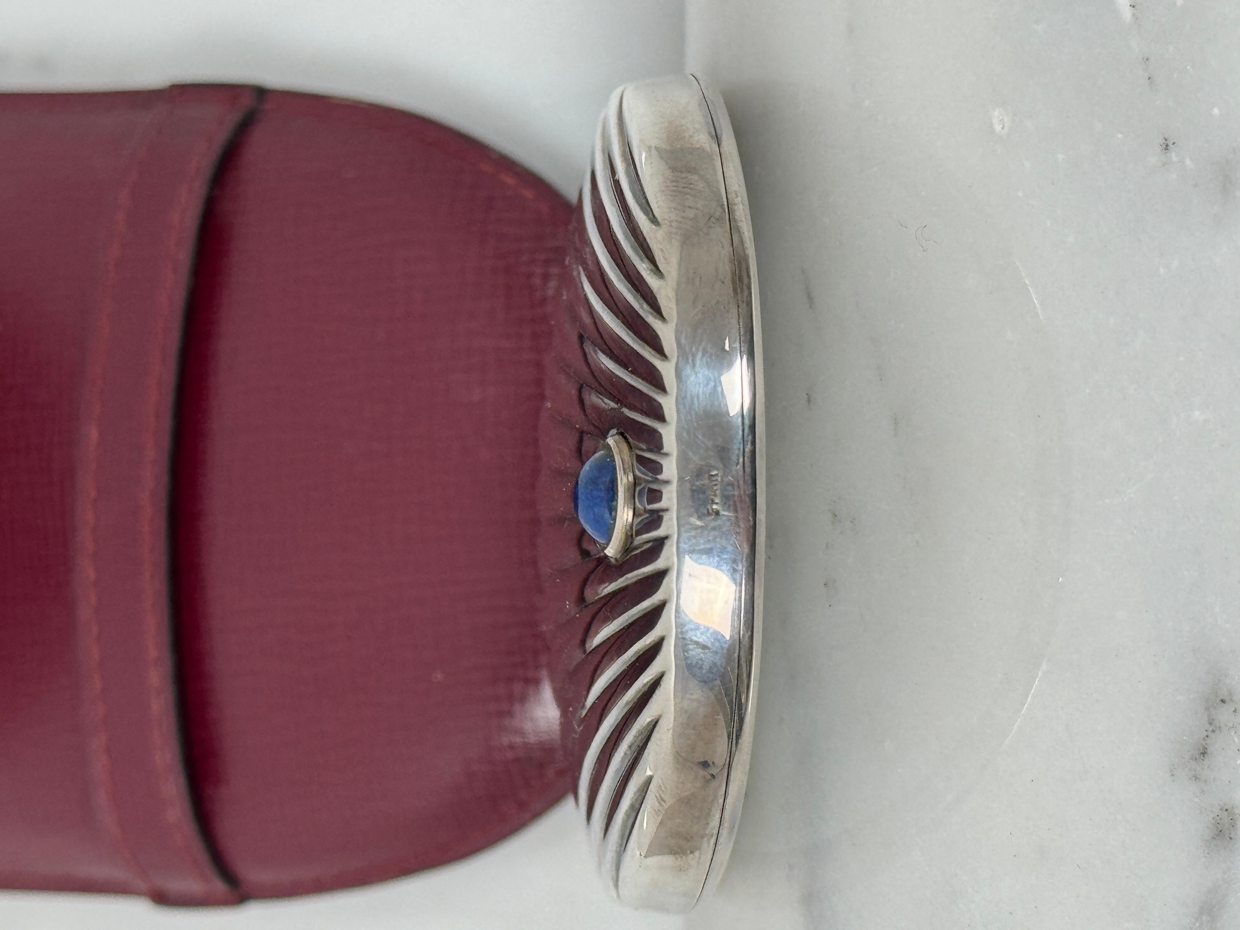 Espejo de mano de maquillaje de bolsillo Cartier, Plata, Piel  1970 finales del siglo XX en venta