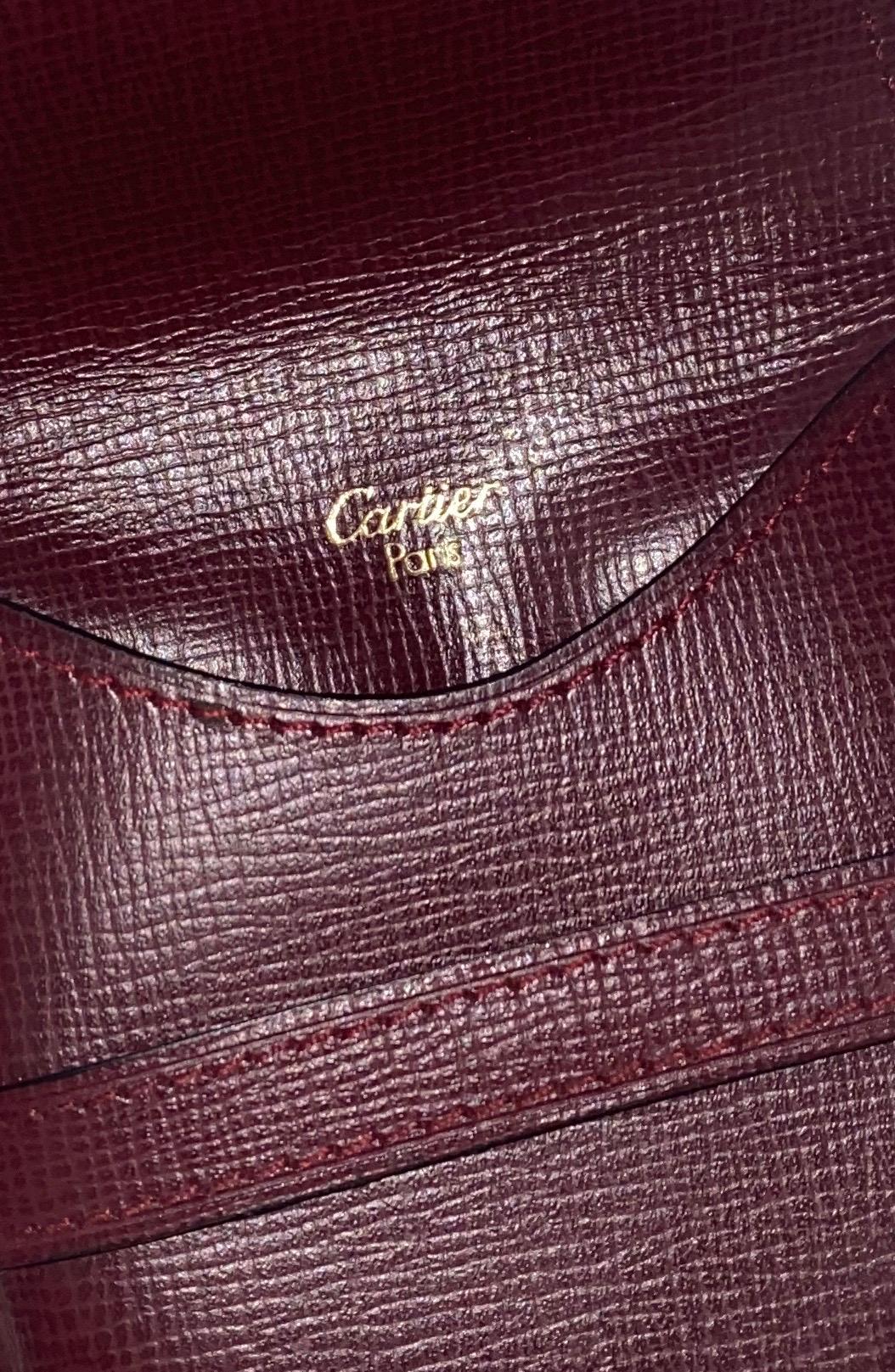 Cartier Cartier Tasche Make Up Handspiegel mit Ledergehäuse Sterling Silber Lapis Damen im Angebot
