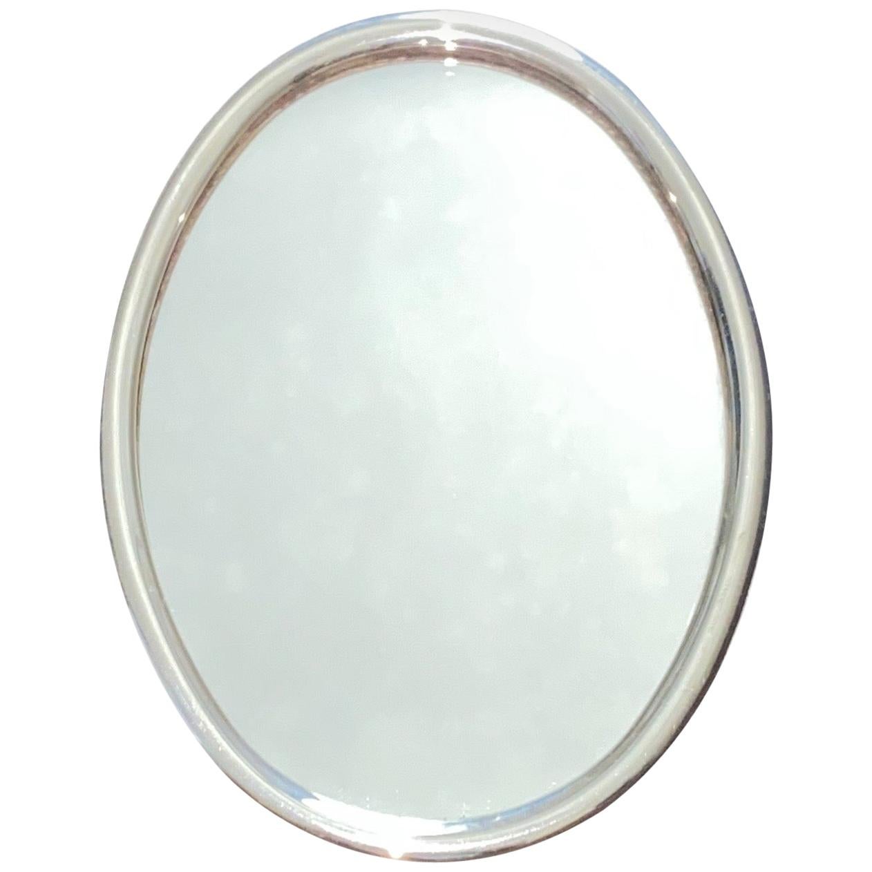 Miroir de maquillage de poche Cartier avec étui en cuir et lapis argent sterling