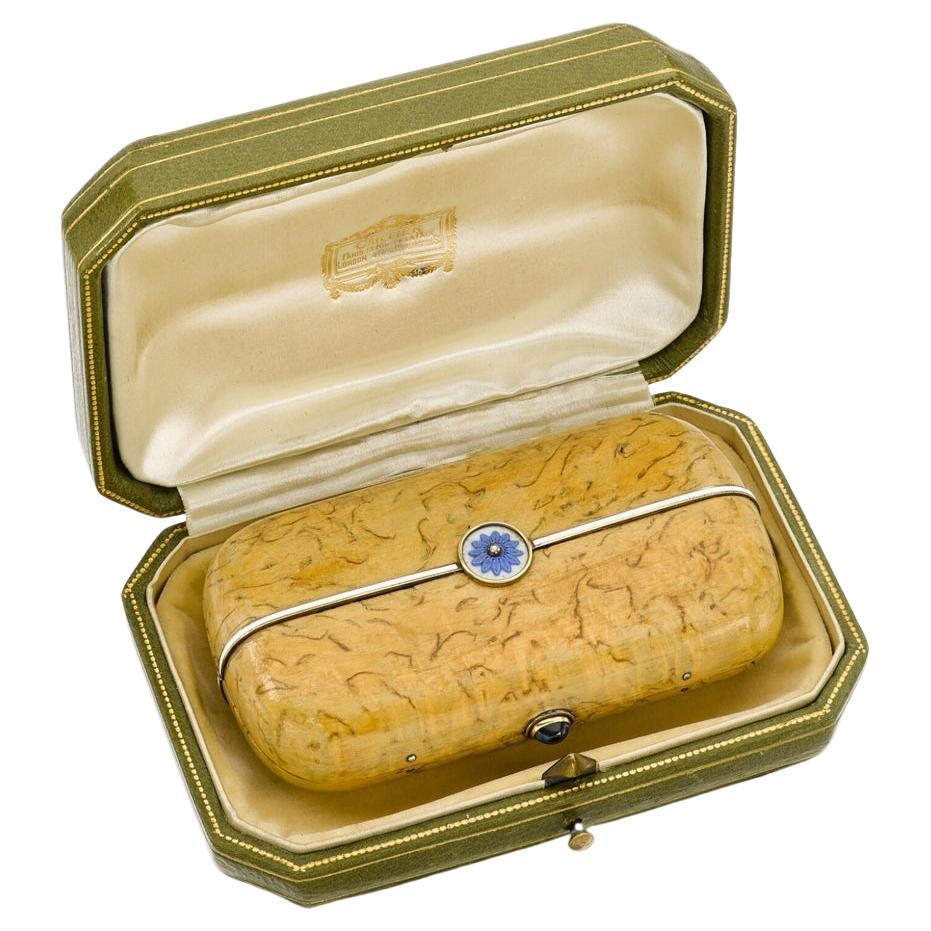 Cartier Porcelain and Wood Cigarette Case, circa 1905
