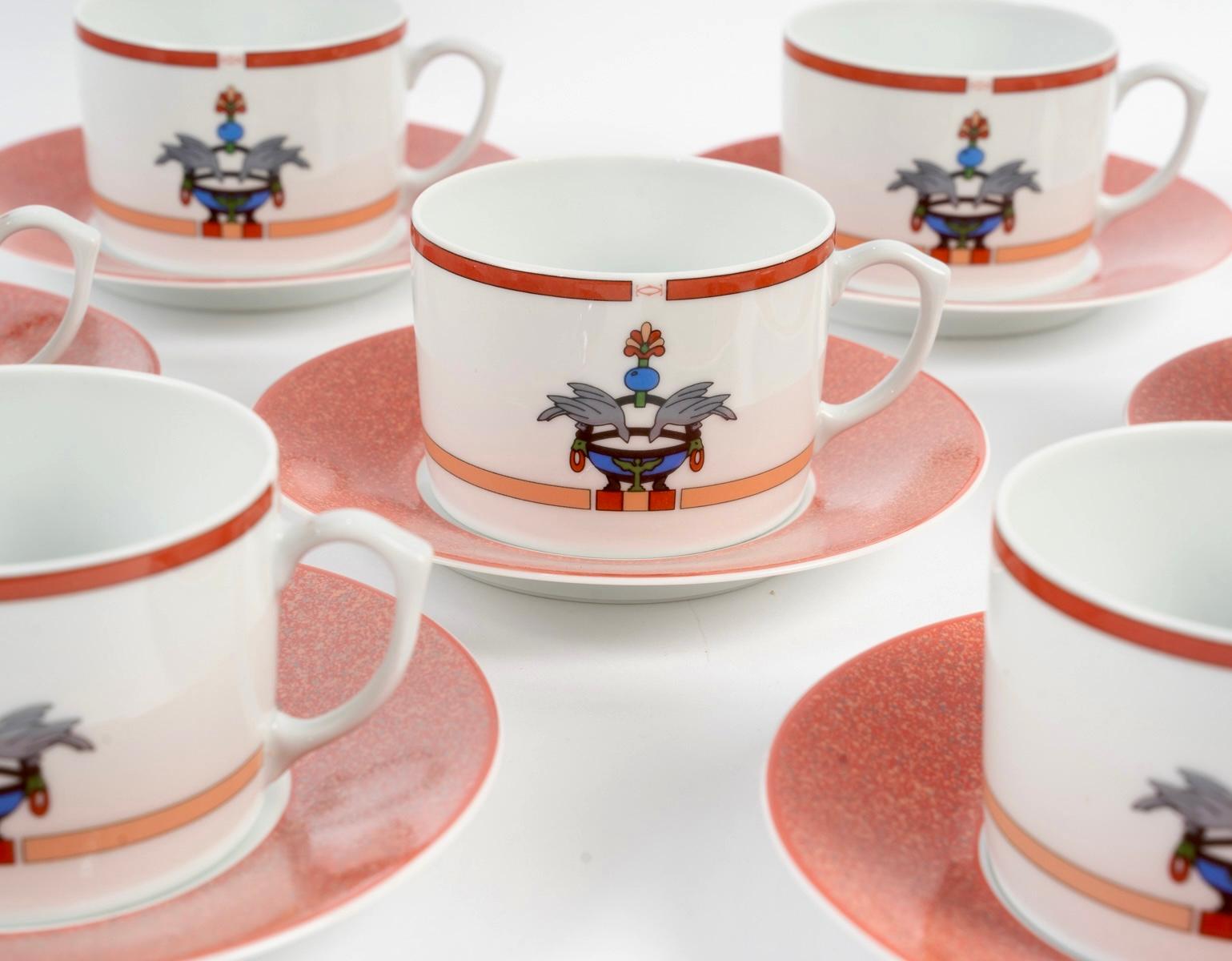 French Cartier - Porcelain Tableware Tea Set Maison Venitienne - 12 People For Sale