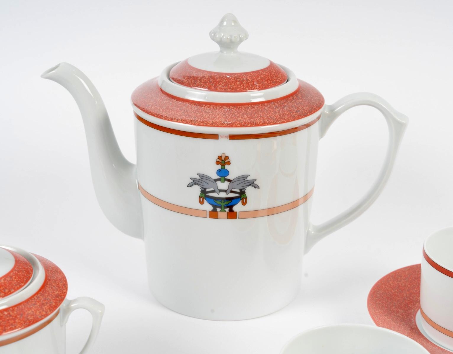 Late 20th Century Cartier - Porcelain Tableware Tea Set Maison Venitienne - 12 People For Sale