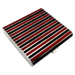Cartier Powder case for handbag striped Enamel Sterling Silver made by Salimbeni