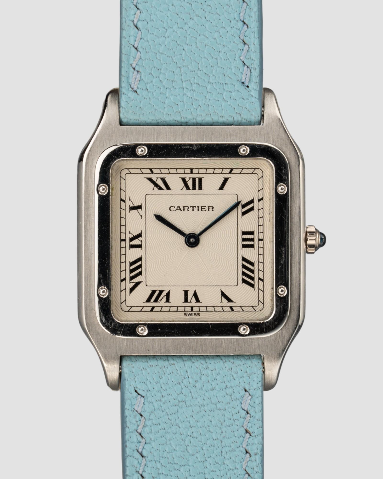 Cartier Pre CPCP Santos Dumont LM 1575 Placa Extra Suizo Guilloché Platnium 1990 en venta 6