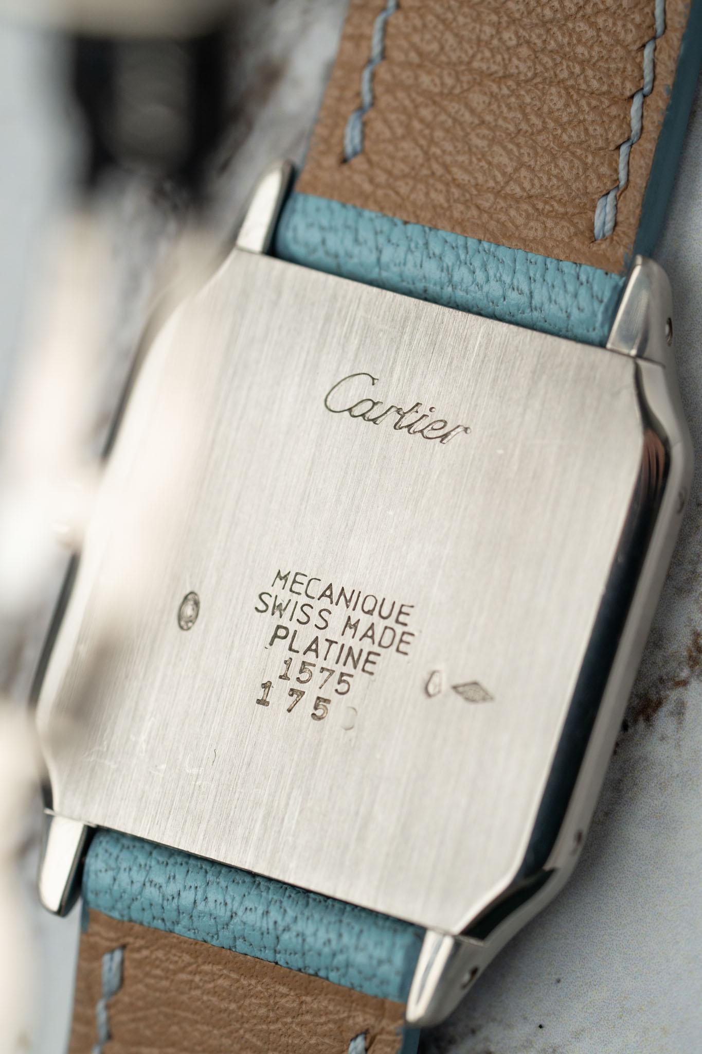 Cartier Pre CPCP Santos Dumont LM 1575 Placa Extra Suizo Guilloché Platnium 1990 en venta 1