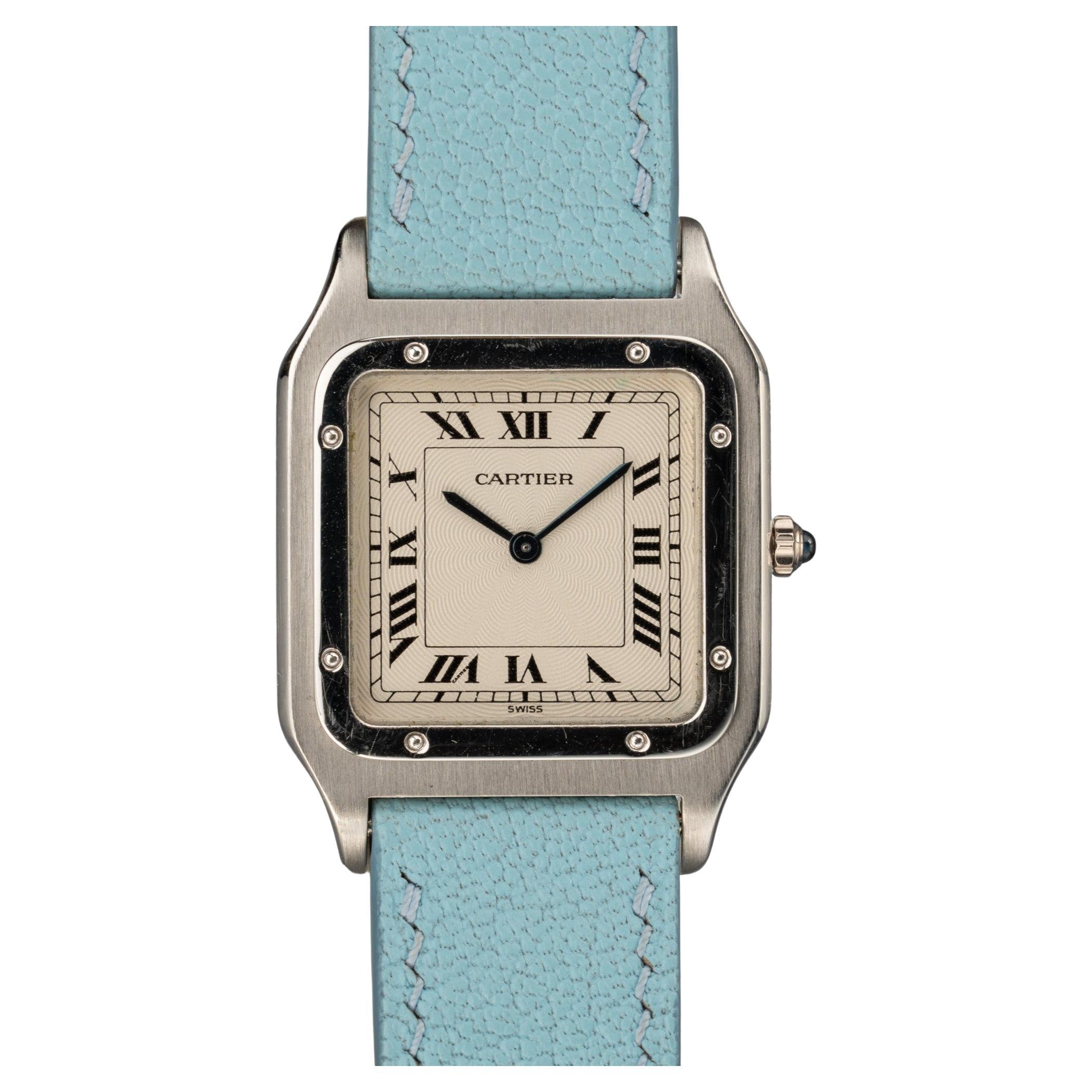 Cartier Pre CPCP Santos Dumont LM 1575 Placa Extra Suizo Guilloché Platnium 1990 en venta