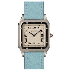 Cartier Pre CPCP Santos Dumont LM 1575 Extra Plate Swiss Guilloche Platnium 1990