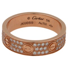 Cartier Pre-Owned Love Diamond Paved Bezel 18 Karat Rose Gold Pave Band Ring