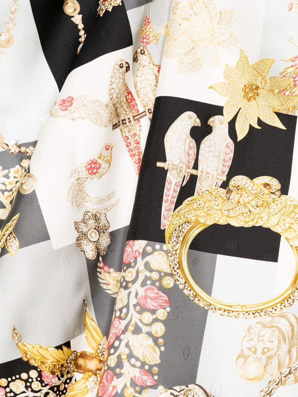 Cartier kostbarer Schal mit Flora und Fauna Motiv  (Beige) im Angebot