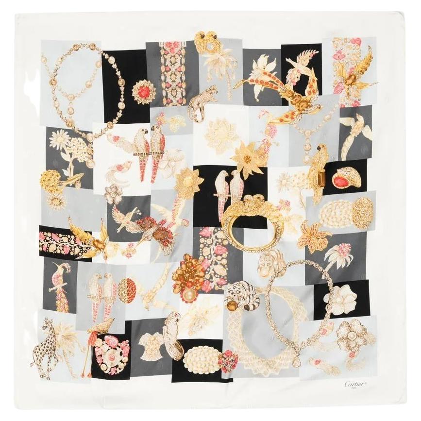 Cartier kostbarer Schal mit Flora und Fauna Motiv im Angebot