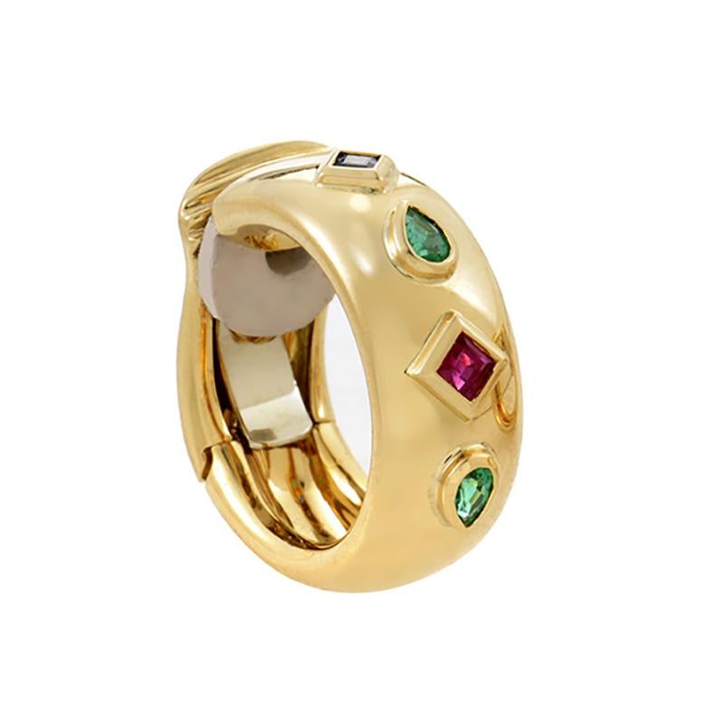 Women's Cartier Precious Gemstone Gold Huggie Clip-On Earrings