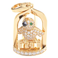 Cartier Precious Gemstone Yellow Gold Birdcage Pendant