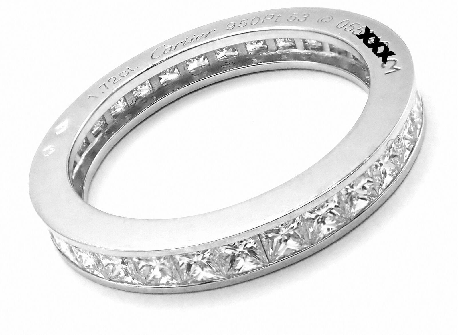 Cartier, bague d'éternité en platine avec diamant taille princesse Excellent état - En vente à Holland, PA