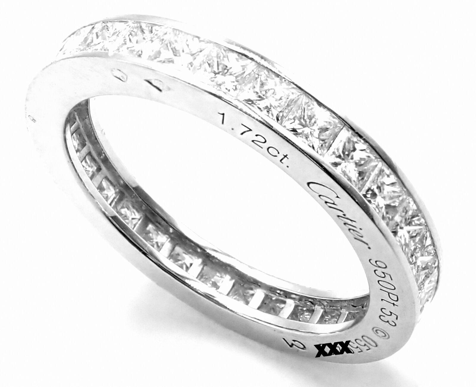 Cartier Princess Cut Diamond Eternity Platinum Band Ring For Sale 2
