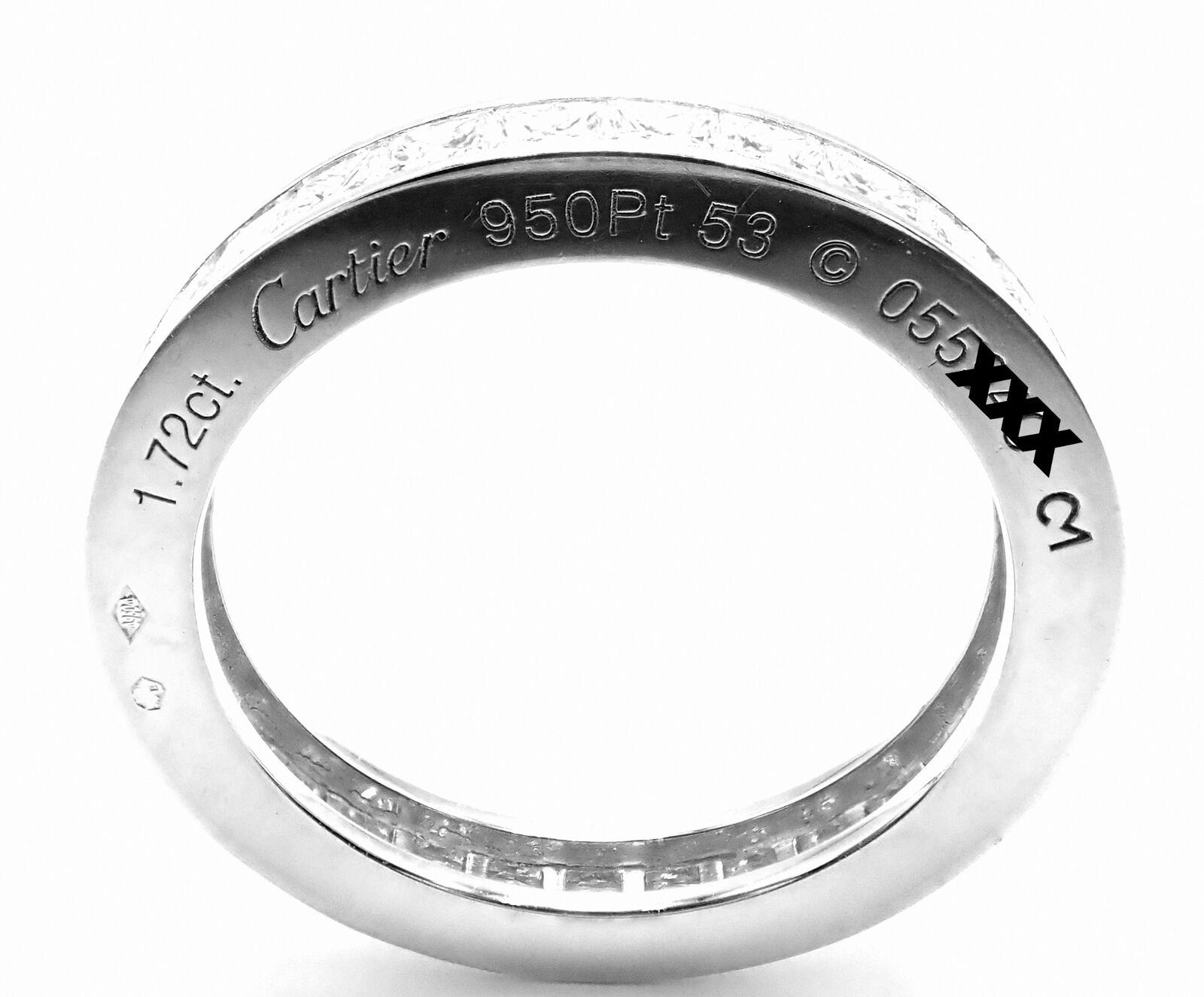 Cartier Princess Cut Diamond Eternity Platinum Band Ring For Sale 4