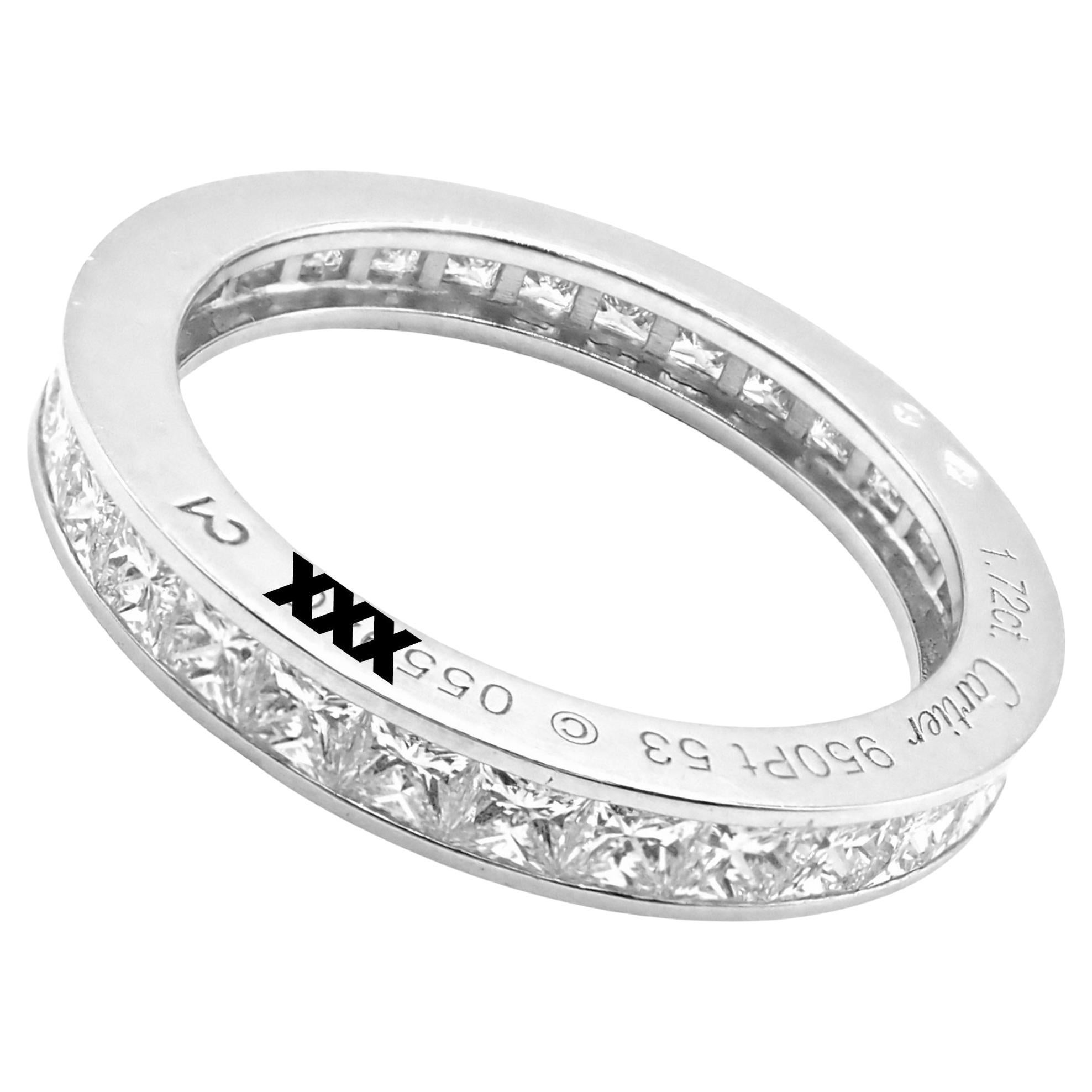 Cartier Princess Cut Diamond Eternity Platinum Band Ring For Sale
