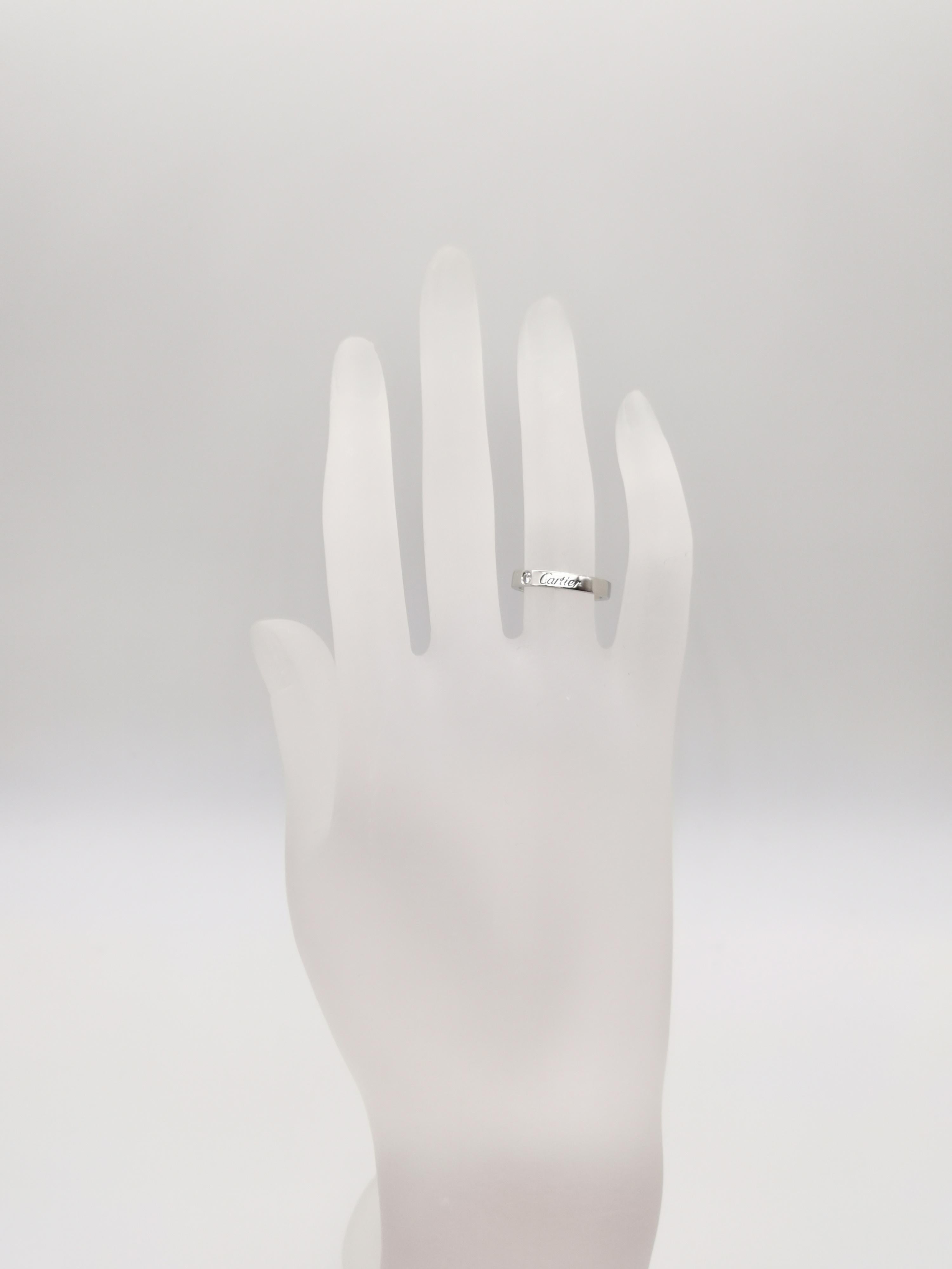 Cartier PT950 1P Diamond Wedding Band Ring In Excellent Condition In Hokkaido, JP