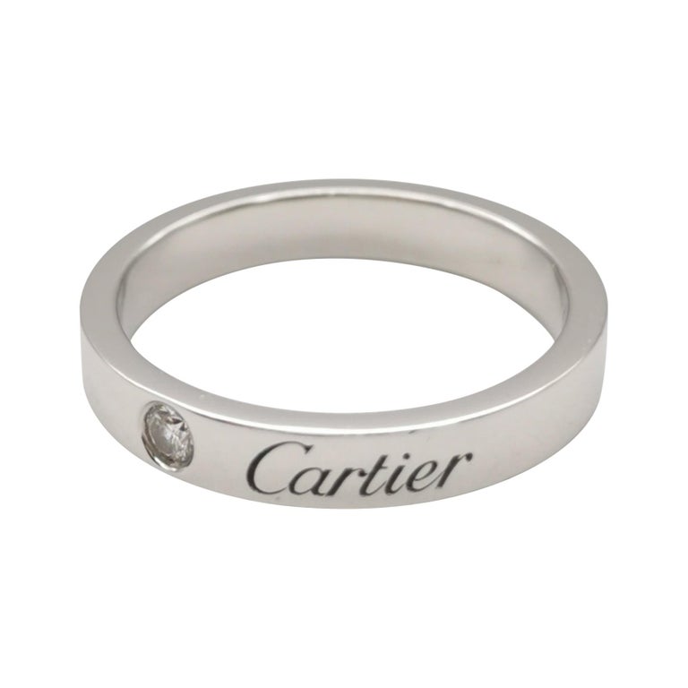 Cartier PT950 1P Diamond Wedding Band Ring at 1stDibs