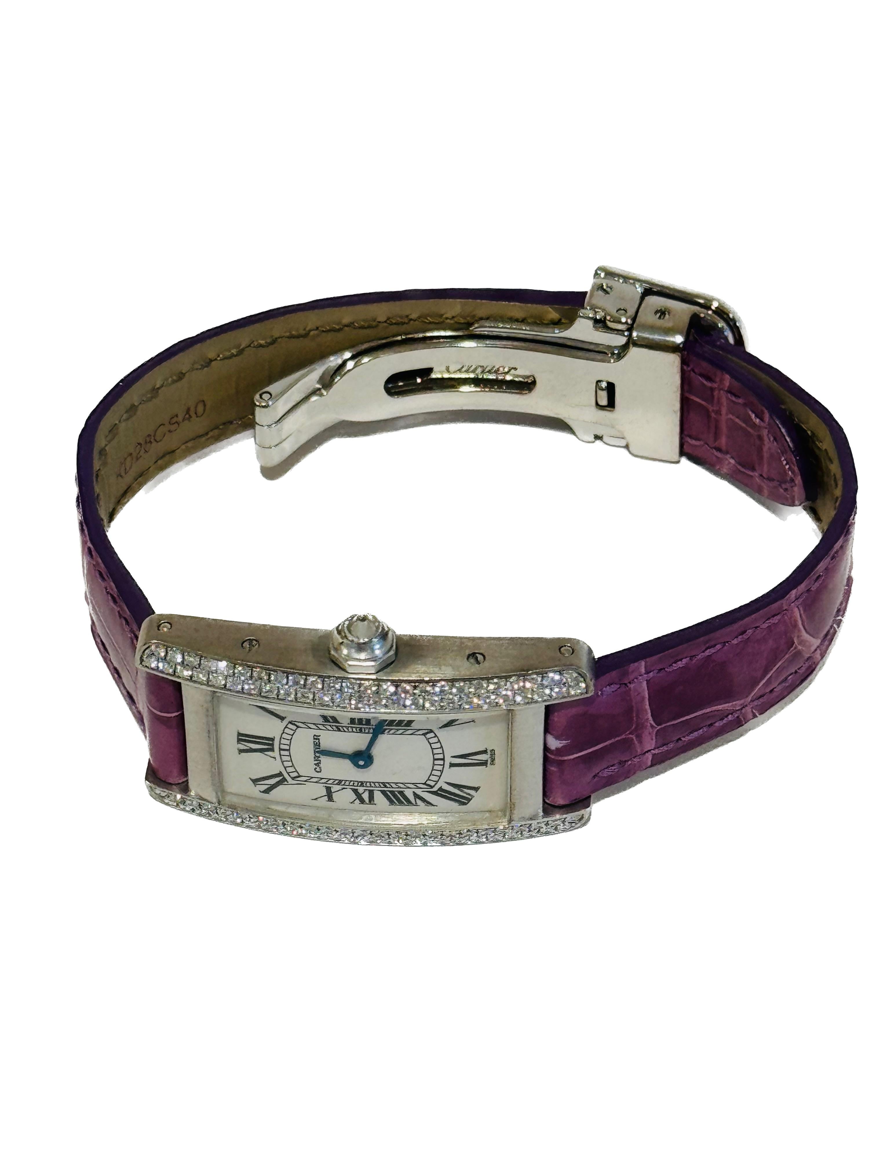 Cartier Tank Américaine 18 Ct Women's Watch, Purple Strap 1