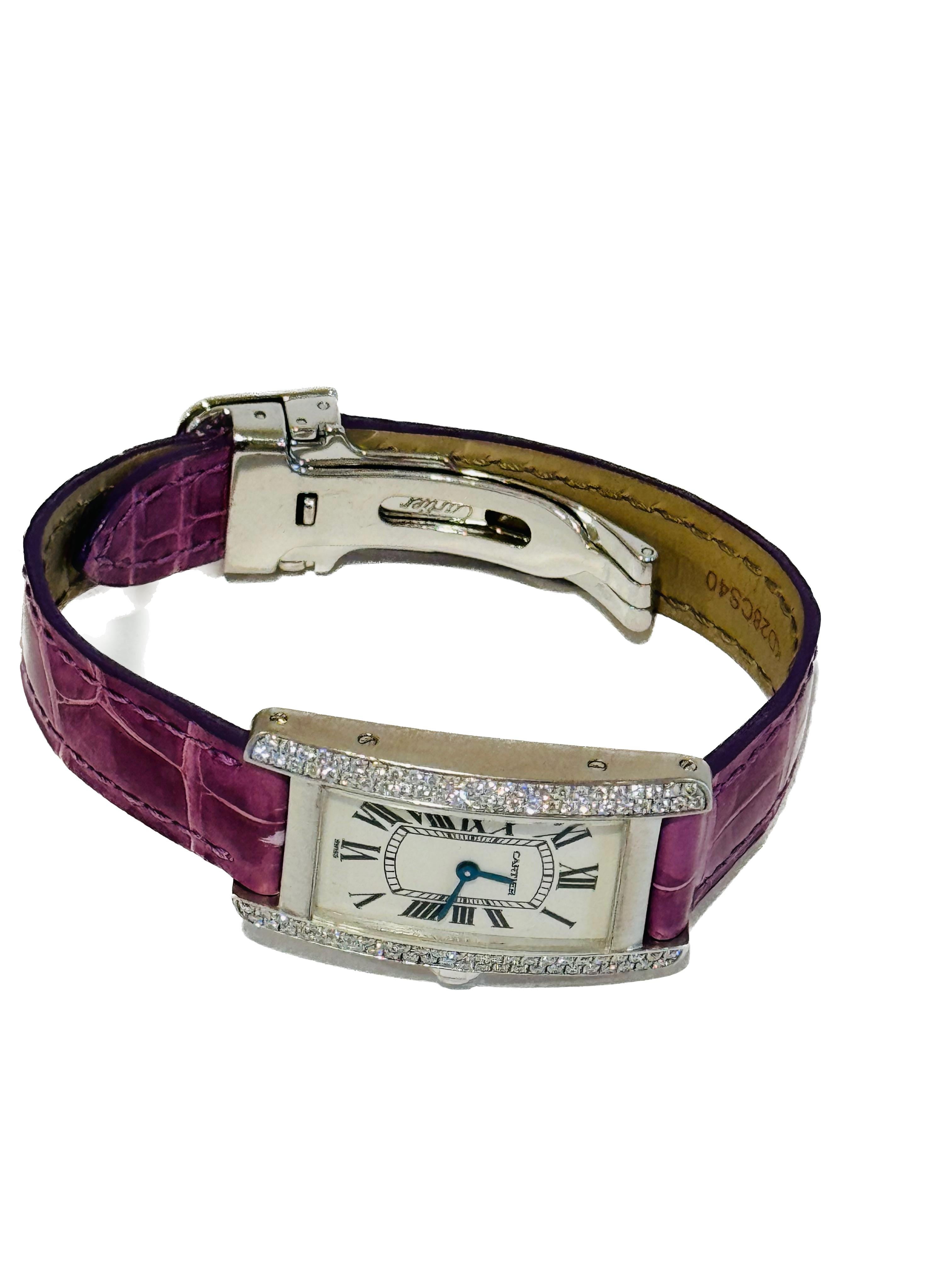 Cartier Tank Américaine 18 Ct Women's Watch, Purple Strap 2