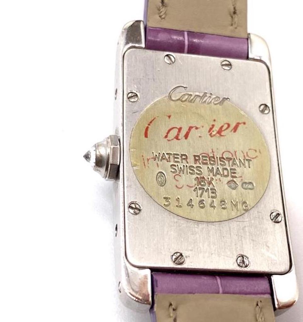 Cartier Purple Tank Américaine 18 Ct Women's Watch In Excellent Condition For Sale In Los Angeles, CA