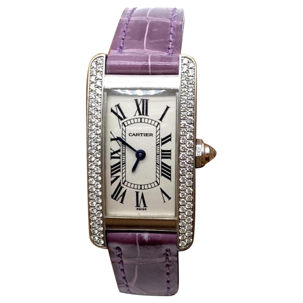 Cartier Purple Tank Américaine 18 Ct Women's Watch For Sale