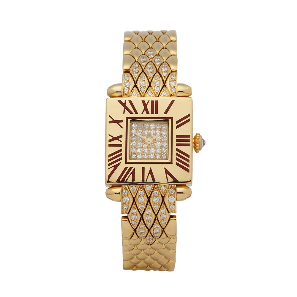 Cartier Quadrant Diamond 18k Yellow Gold Ladies Wristwatch