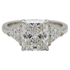 Cartier Radiant Cut Diamond Three-Stone Platinum Engagement Ring