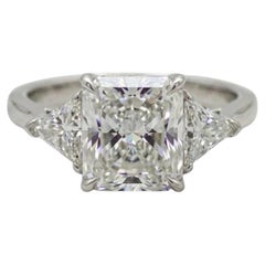Cartier Radiant Cut Diamond Three-Stone Platinum Engagement Ring