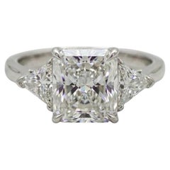 Cartier Radiant Cut Diamond Three-Stone Platinum Engagement Ring