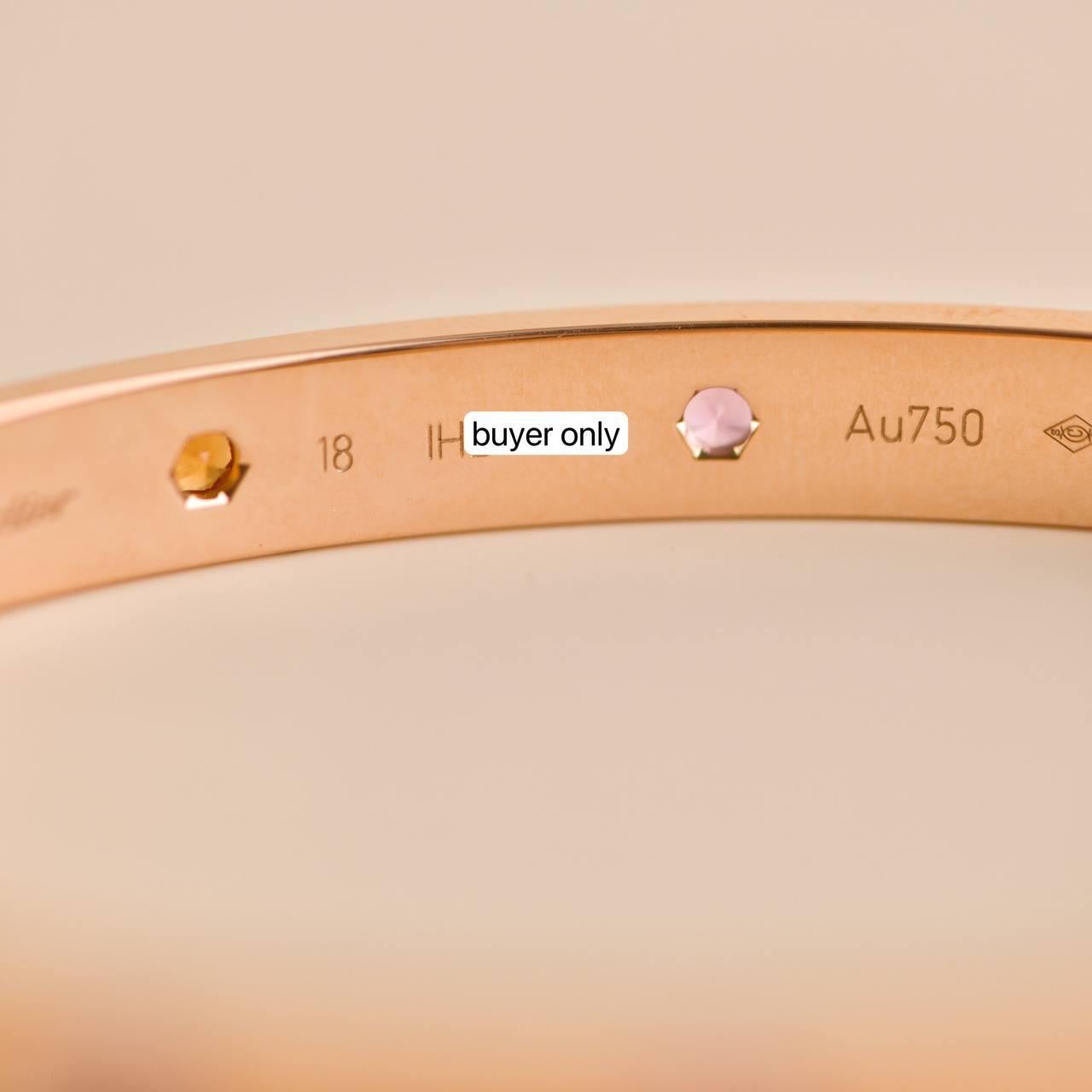 Cartier Rainbow Multi-Gem 18K Rose Gold Love Bracelet Size 18 1