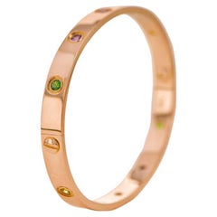 Cartier Rainbow Multi-Gem 18K Rose Gold Love Bracelet Size 18