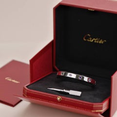 Cartier Regenbogen Multi Edelstein 18K Weißgold Liebe Armband Größe 17