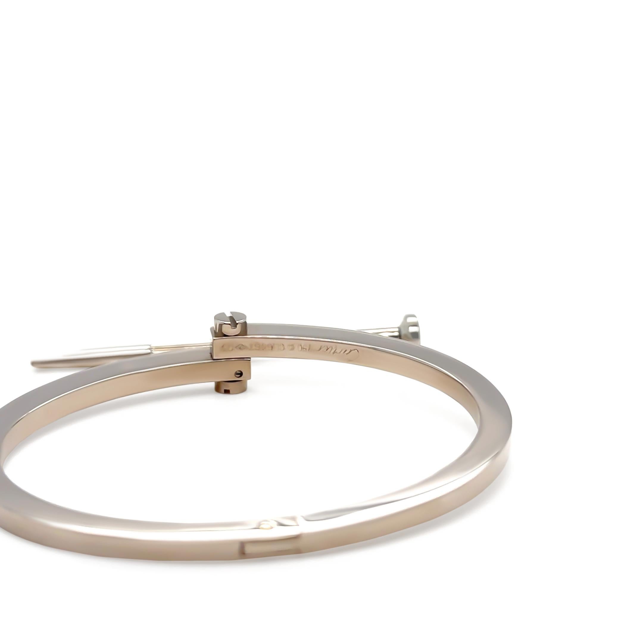 Women's Cartier Rare 1980s 18ct White Gold Menotte Handcuff Bracelet 60.28g For Sale