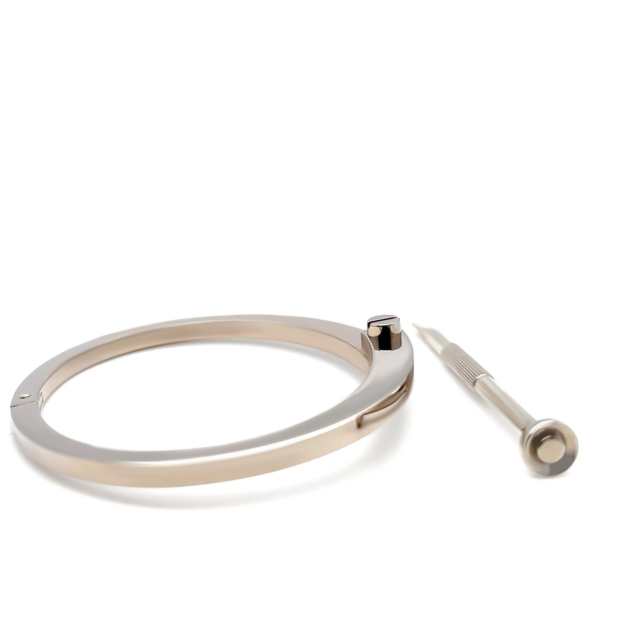 Cartier Rare 1980s 18ct White Gold Menotte Handcuff Bracelet 60.28g For Sale 3