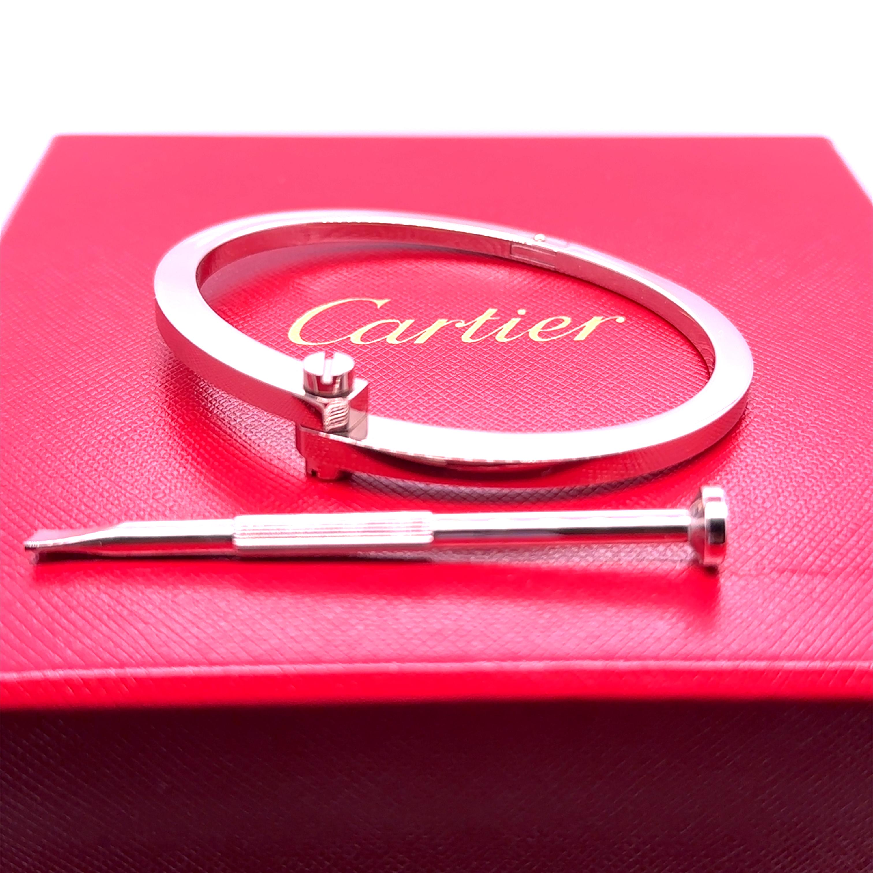 Cartier Rare 1980s 18ct White Gold Menotte Handcuff Bracelet 60.28g For Sale 4
