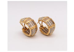 Cartier Rare Hoop Earrings in Two Tones 18Kt Yellow Gold with 24 VVS Diamonds