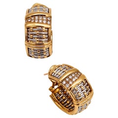 Cartier Rare Hoop Earrings in Two Tones 18Kt Yellow Gold with 24 VVS Diamonds