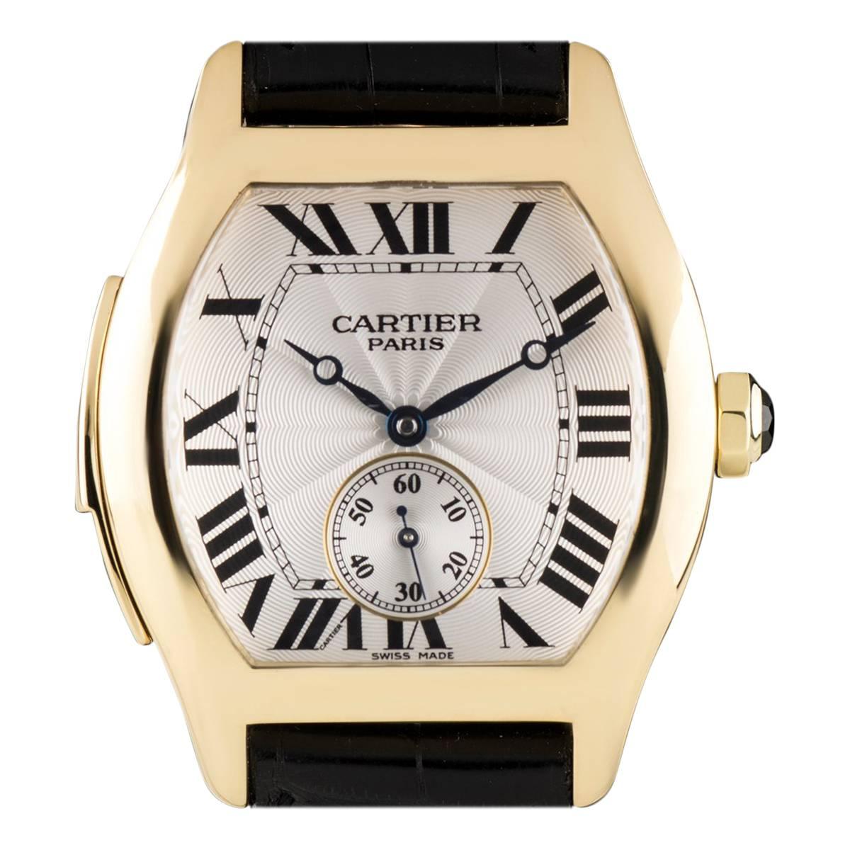Cartier Rare Ltd Ed Tortue Minute Repeater Gold Silber Zifferblatt Handaufzugsuhr, selten