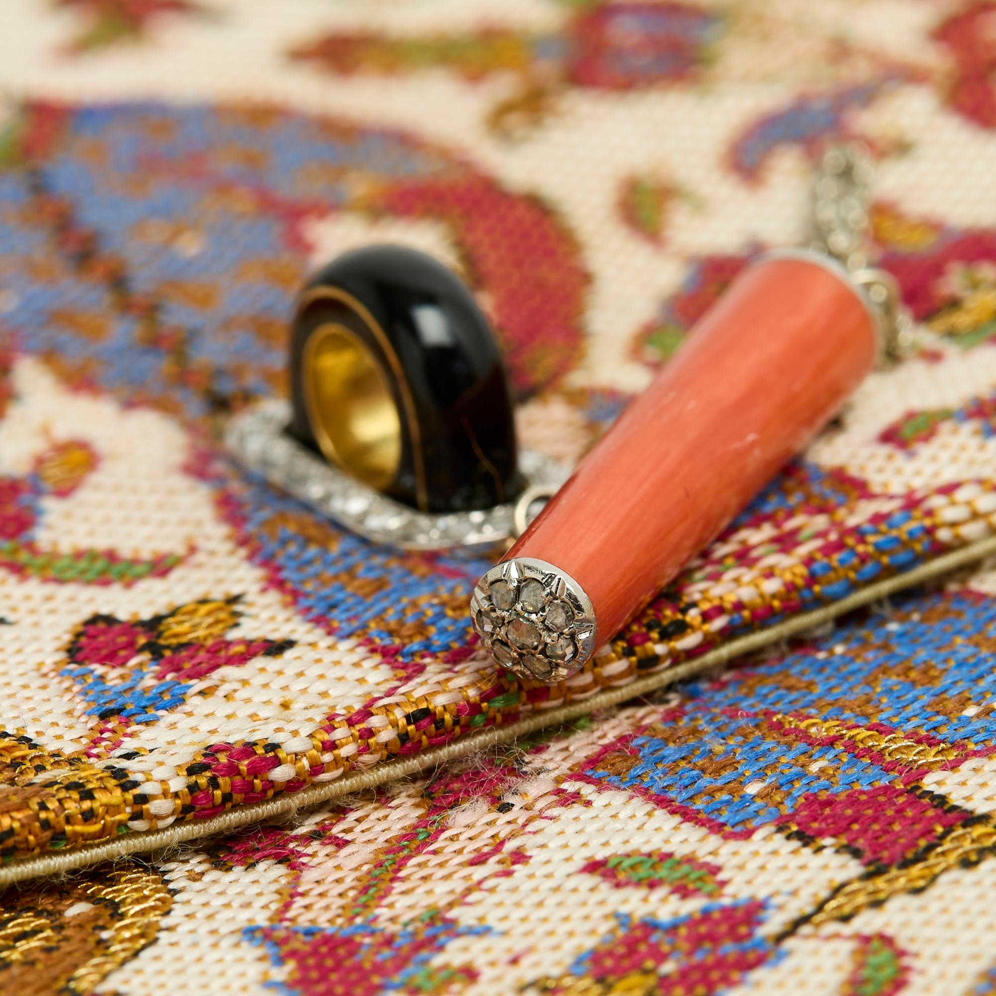 Cartier Rare Pochette  du Soir Soie 1920 Rare Silk Persian Evening Clutch in box For Sale 5