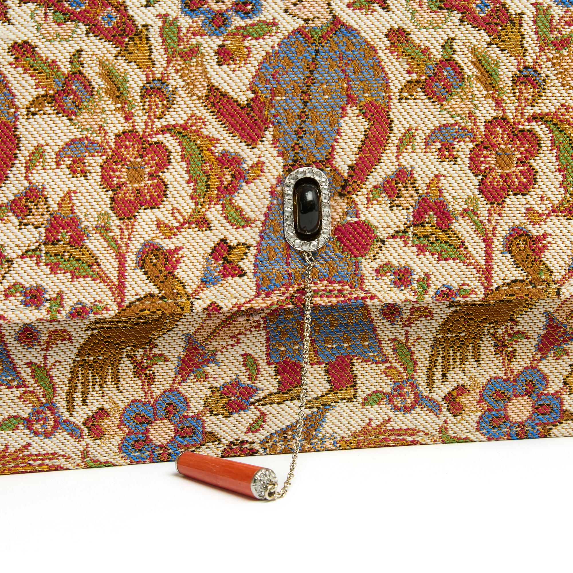 Cartier Rare Pochette  du Soir Soie 1920 Rare Silk Persian Evening Clutch in box For Sale 7