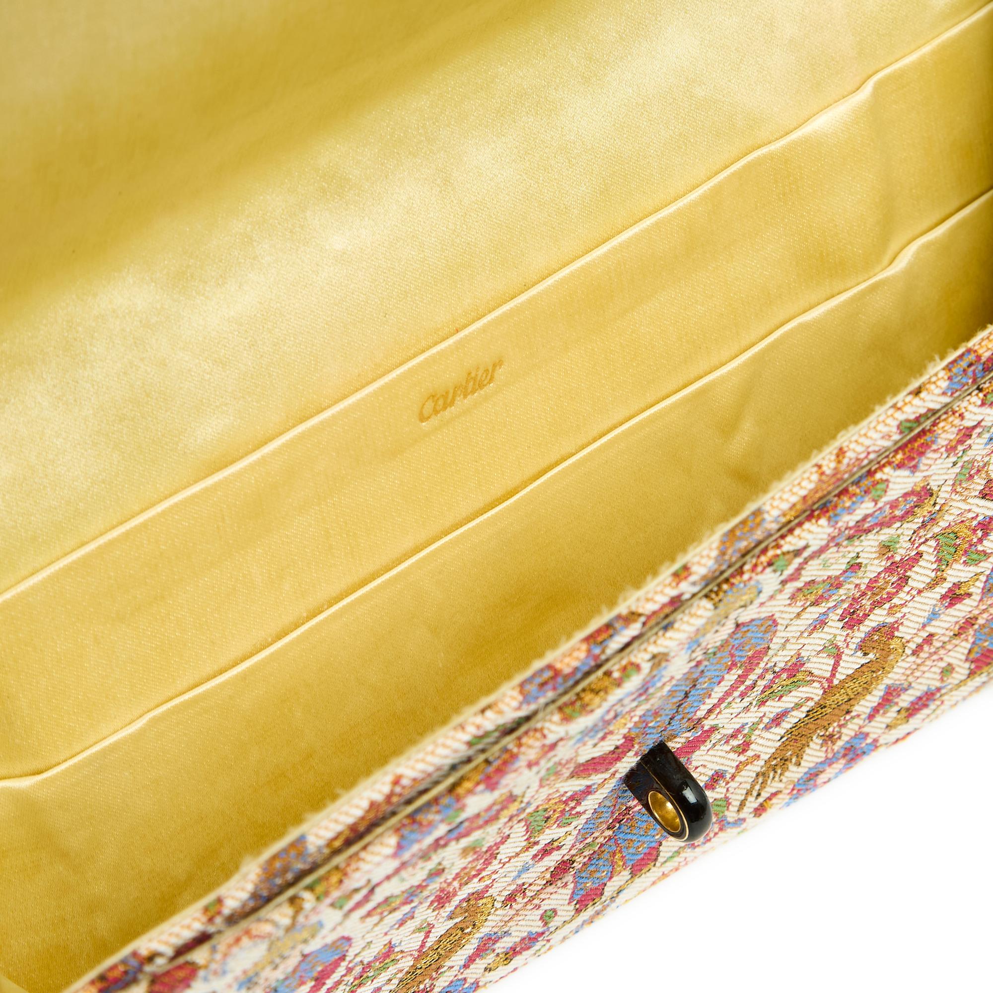 Women's or Men's Cartier Rare Pochette  du Soir Soie 1920 Rare Silk Persian Evening Clutch in box For Sale